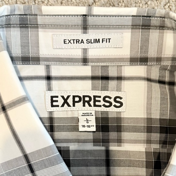 Express Black and White Checkered Casual Shirt, Men’s size L (slim fit). - Picture 3 of 3